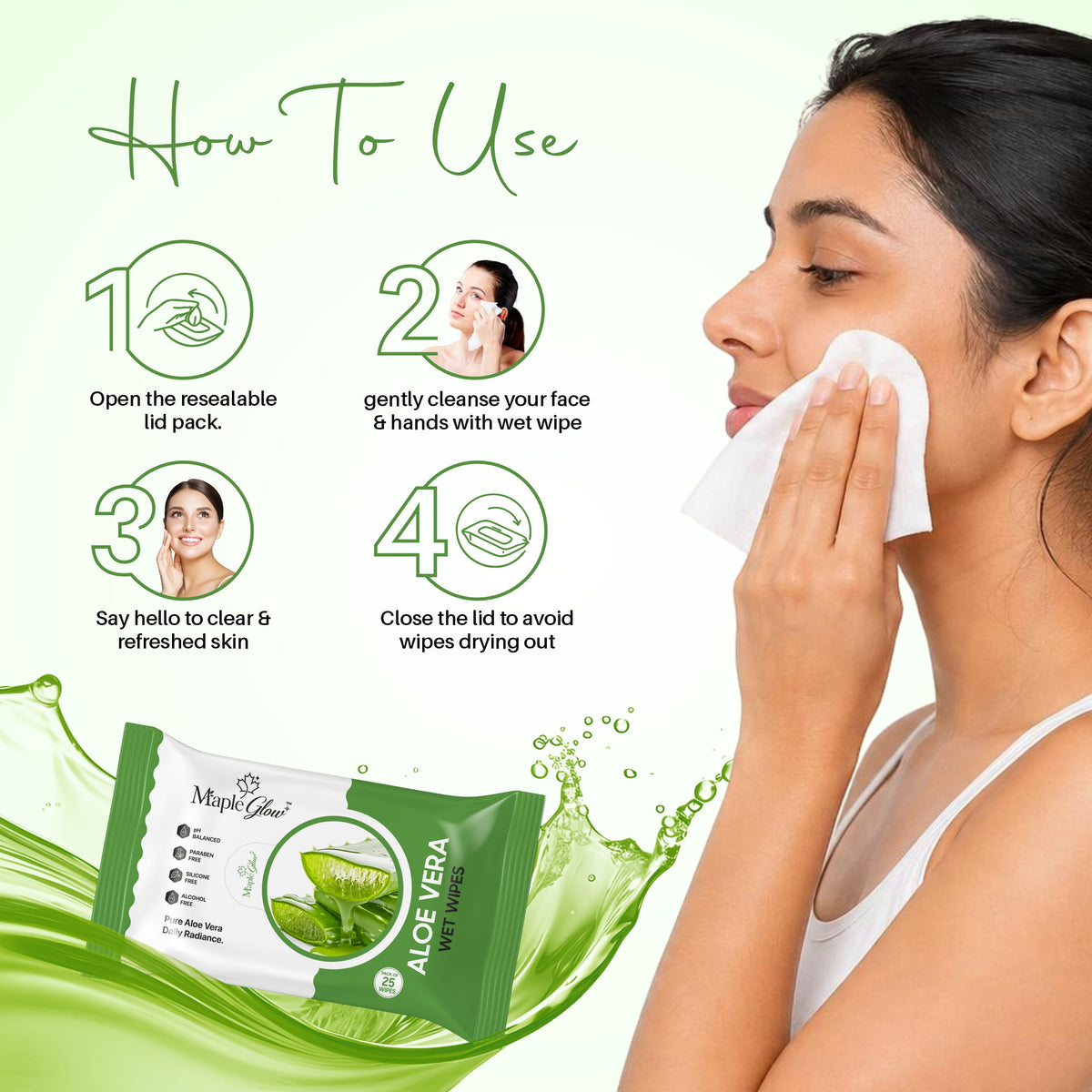 Maple Glow Aloe Vera Wet Wipes – 25 Wipes
