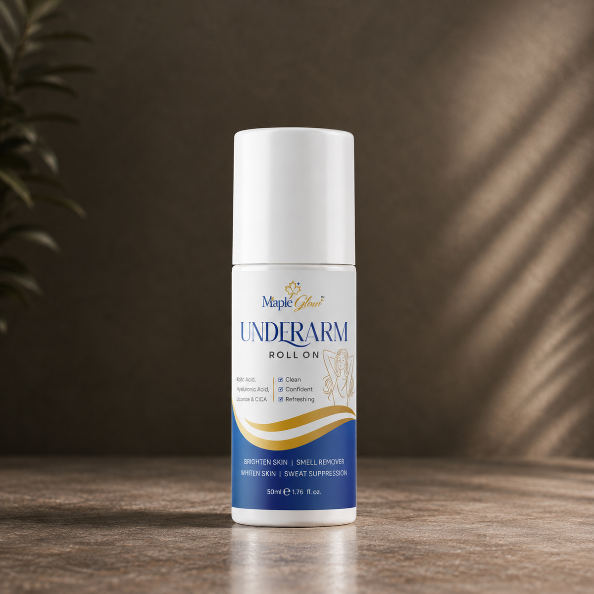 Maple Glow Underarm Roll On with Kojic Acid, Hyaluronic Acid, Licorice & CICA – Brightening, Odour Control & Sweat Protection