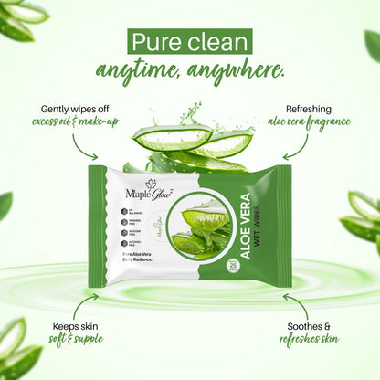 Maple Glow Aloe Vera Wet Wipes – 25 Wipes