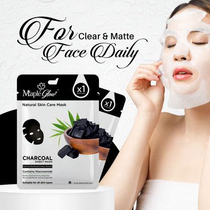 Maple Glow Charcoal Sheet Mask – Pack of 6