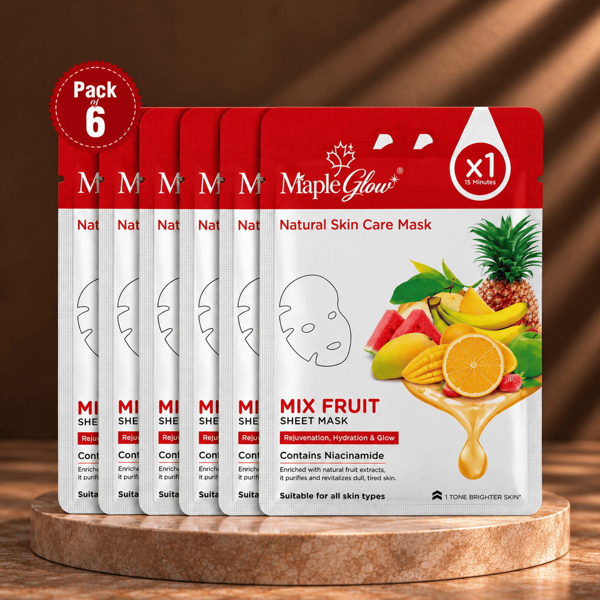 Mix Fruit Sheet Mask – Pack of 6
