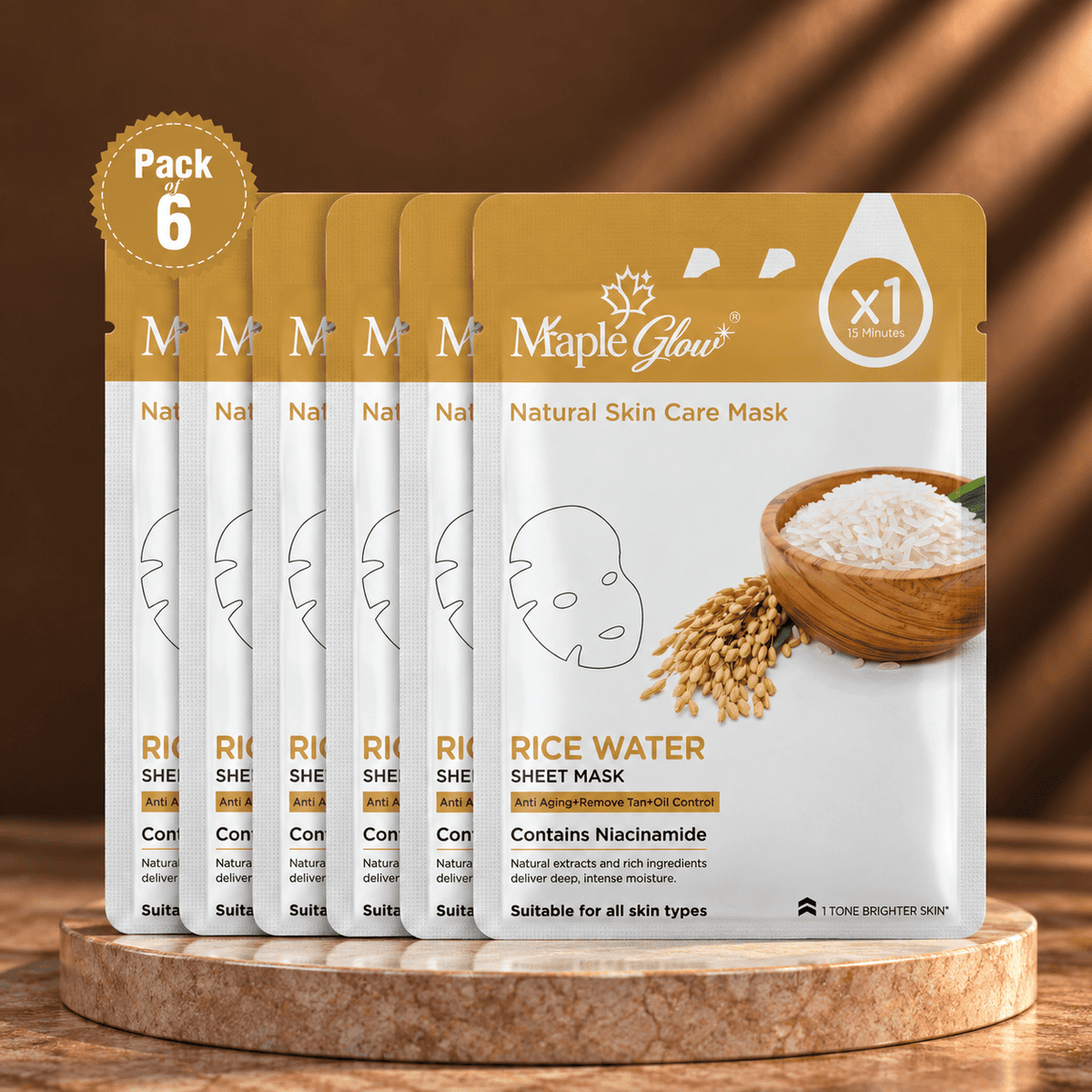 Rice Water Sheet Mask – Pack of 6