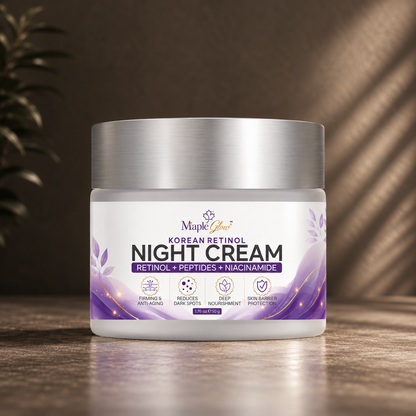 Maple Glow Korean Retinol Night Cream with Retinol, Peptides & Niacinamide