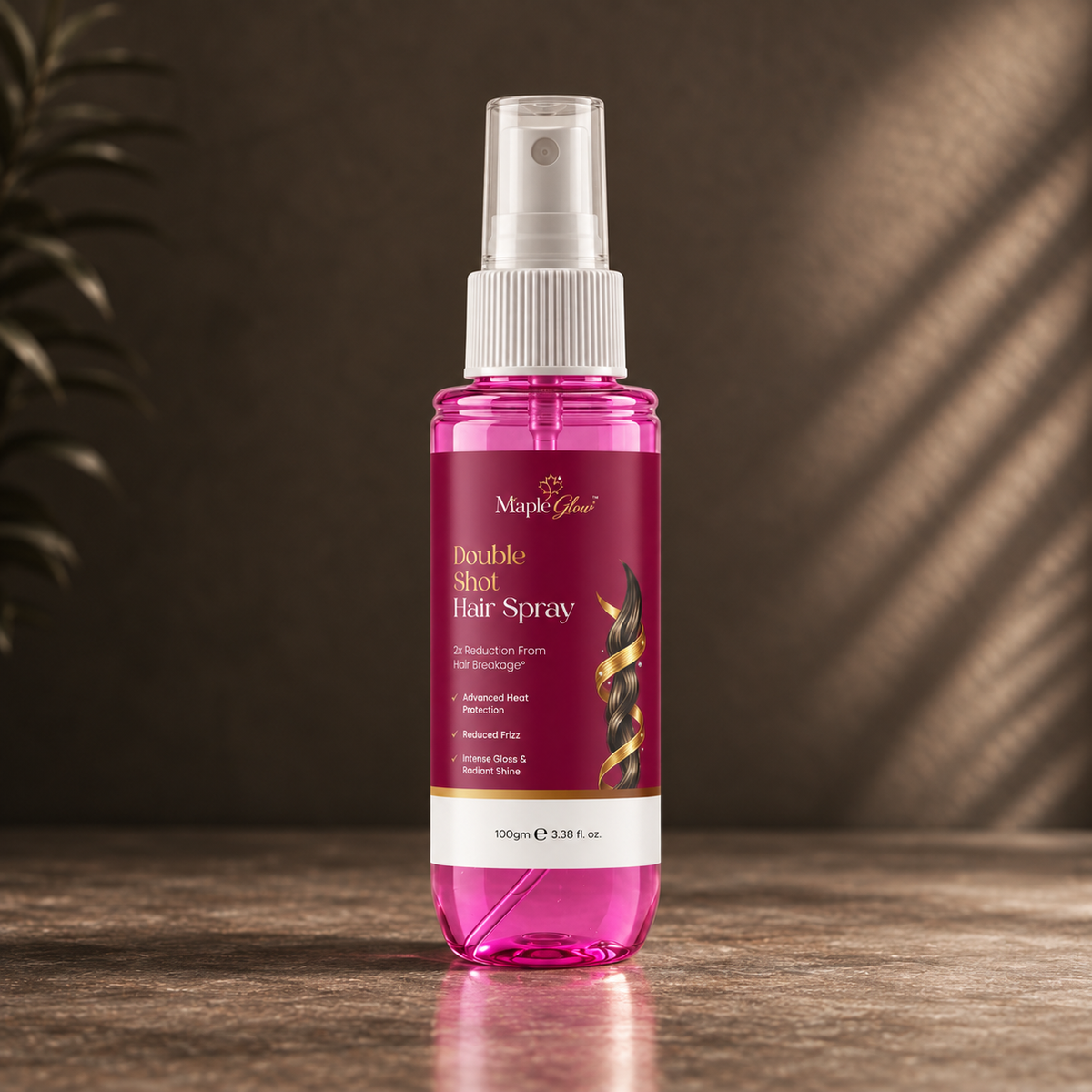 Maple Glow Double Shot Hair Spray – Advanced Heat Protection, Frizz Control & Intense Gloss