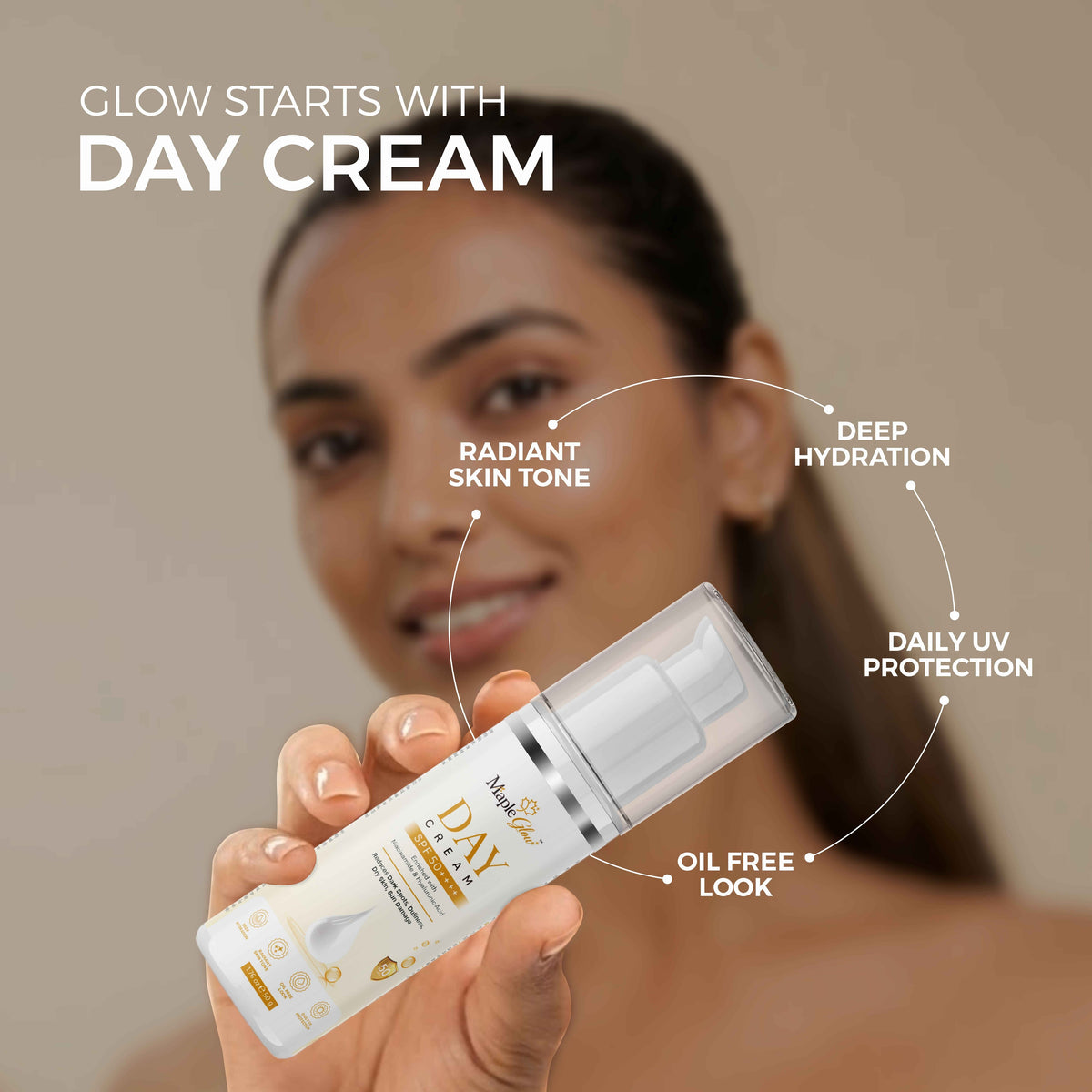 Maple Glow Day Cream SPF 50++++ with Niacinamide & Hyaluronic Acid – 50 g