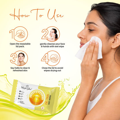 Maple Glow De-Tan Wet Wipes – 25 Wipes