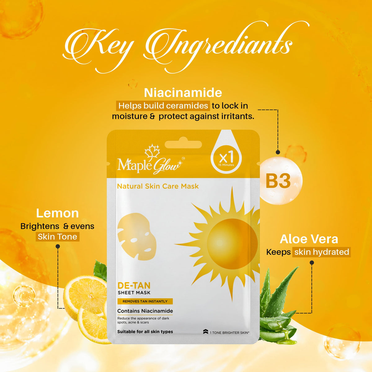 De-Tan Sheet Mask – Pack of 6