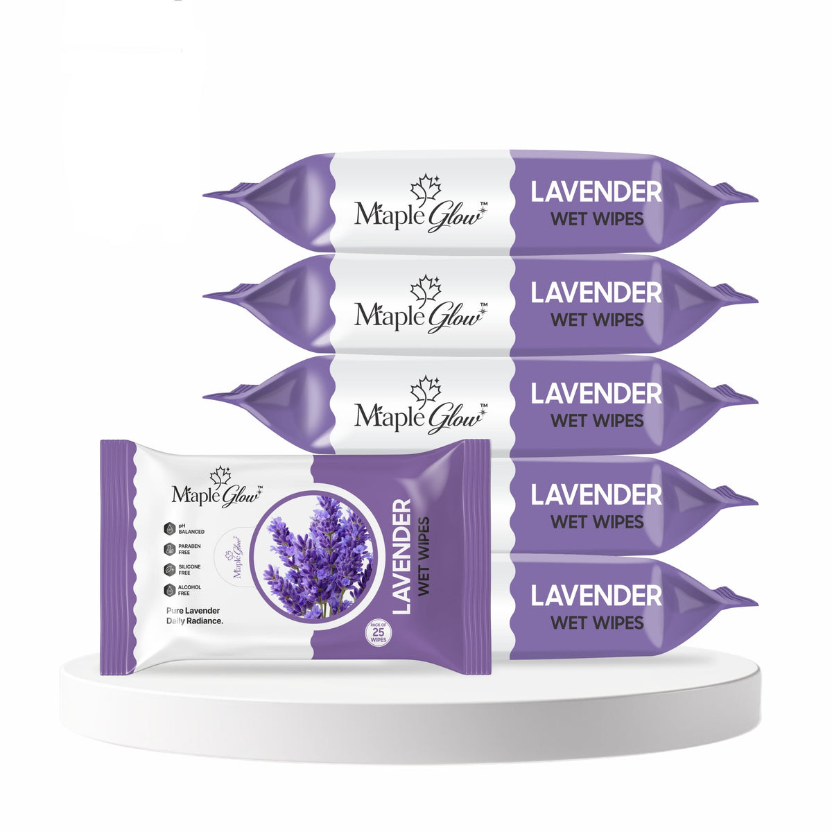 Maple Glow Lavender Face Wet Wipes – 25 Wipes