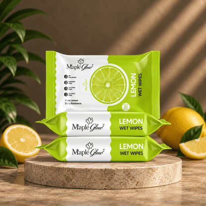 Maple Glow Lemon Face Wet Wipes – 25 Wipes