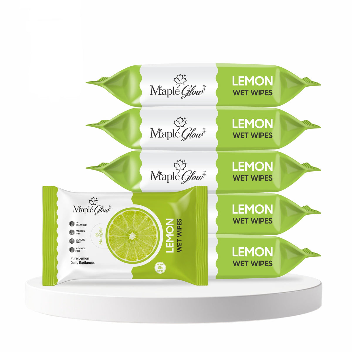 Maple Glow Lemon Face Wet Wipes – 25 Wipes