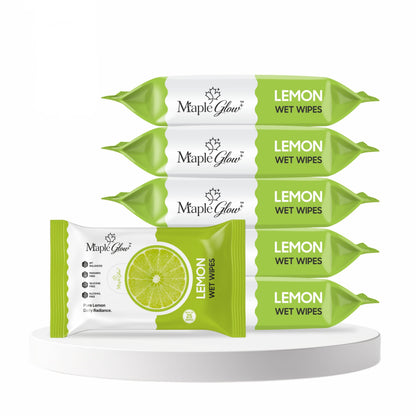 Maple Glow Lemon Face Wet Wipes – 25 Wipes