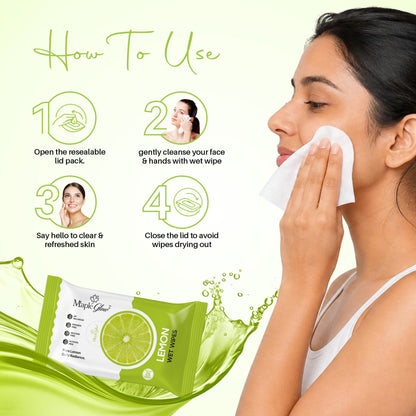 Maple Glow Lemon Face Wet Wipes – 25 Wipes
