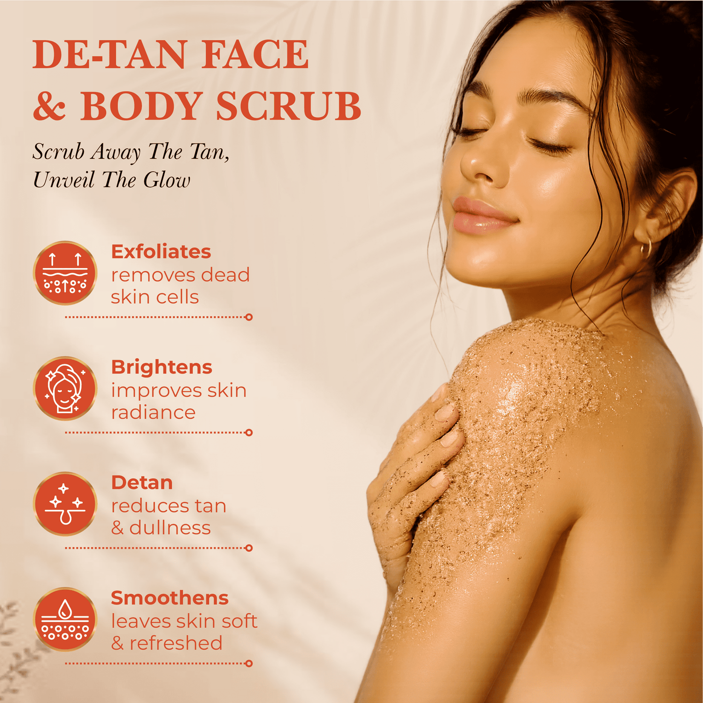 De-Tan Face & Body Scrub – Removes Tan, Clears Blackheads & Controls Oil