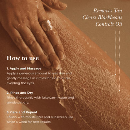 De-Tan Face & Body Scrub – Removes Tan, Clears Blackheads & Controls Oil