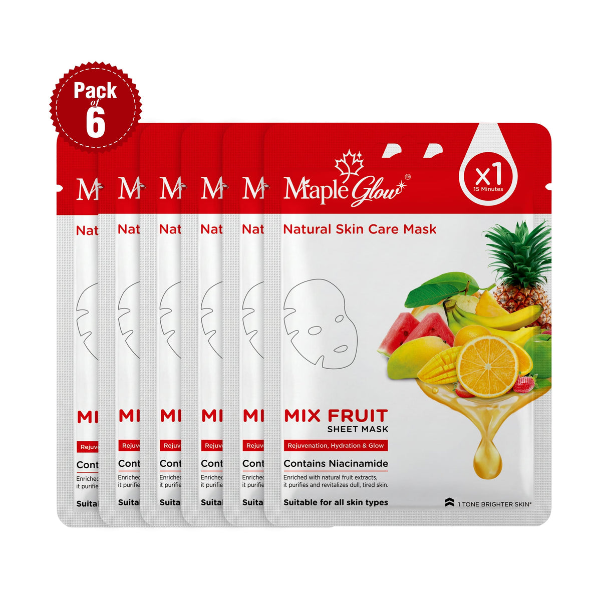 Mix Fruit Sheet Mask – Pack of 6