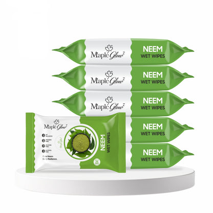 Maple Glow Neem Face Wet Wipes – 25 Wipes