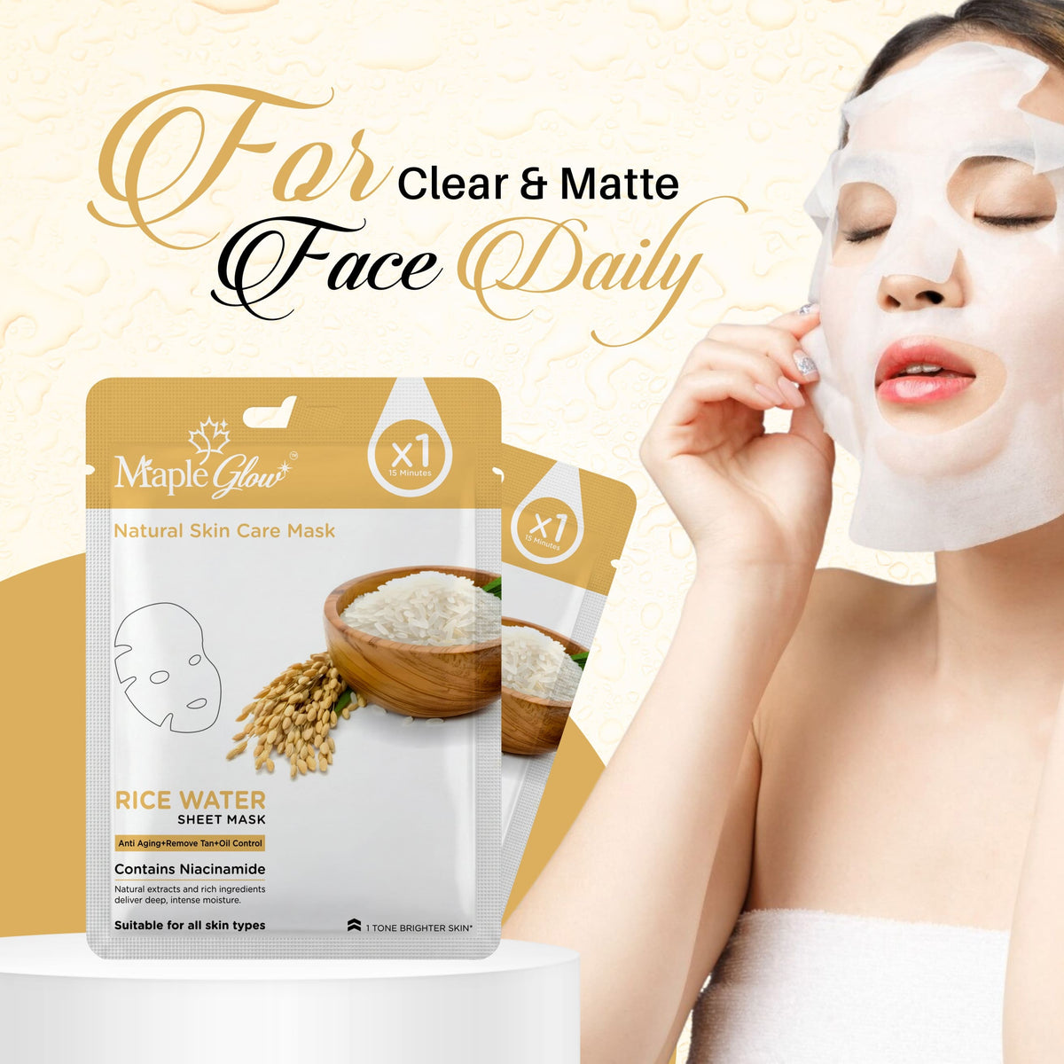 Rice Water Sheet Mask – Pack of 6
