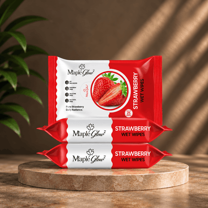 Maple Glow Strawberry Face Wet Wipes – 25 Wipes