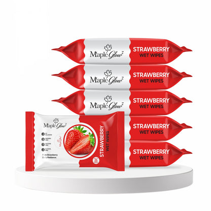 Maple Glow Strawberry Face Wet Wipes – 25 Wipes