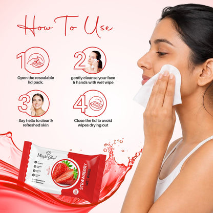Maple Glow Strawberry Face Wet Wipes – 25 Wipes