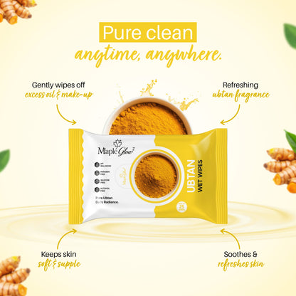 Maple Glow Ubtan Face Wet Wipes – 25 Wipes