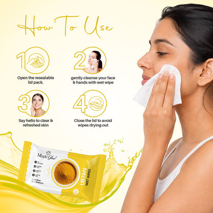 Maple Glow Ubtan Face Wet Wipes – 25 Wipes
