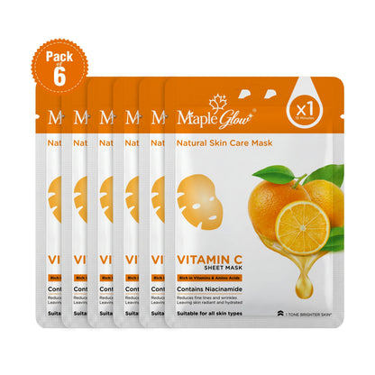 Maple Glow Vitamin C Sheet Mask – Pack of 6
