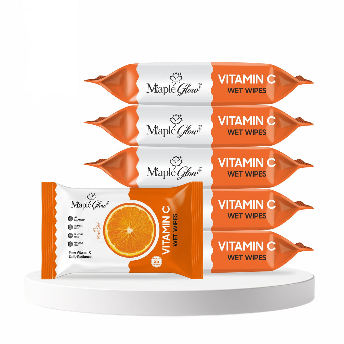 Maple Glow Vitamin C Face Wet Wipes – 25 Wipes